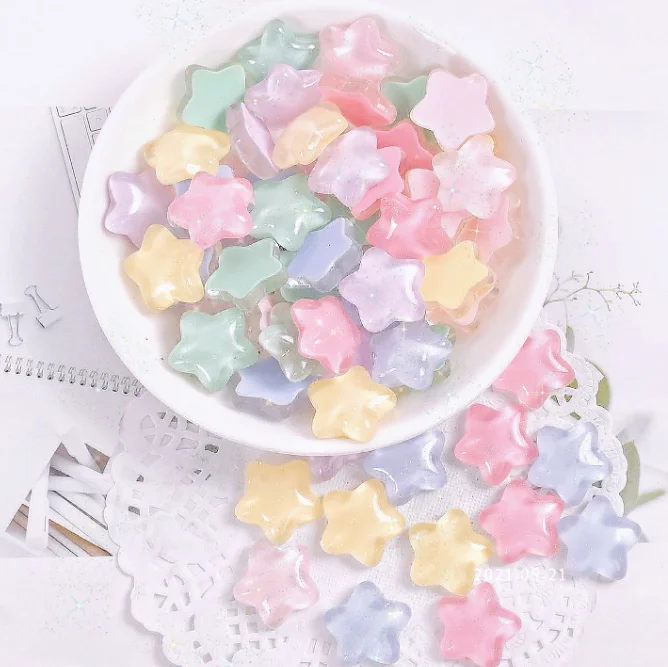 20pcs/lot New Resin candy color Stars Flat Back Cabochons Scrapbooking DIY Jewelry Craft Decoration Accessories