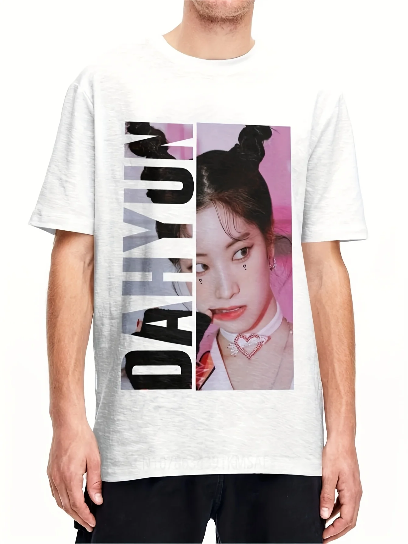 

KPOP DAHYUN Active Tshirts Men Cotton Top Tee Novelty Twice Round Neck Short Sleeve