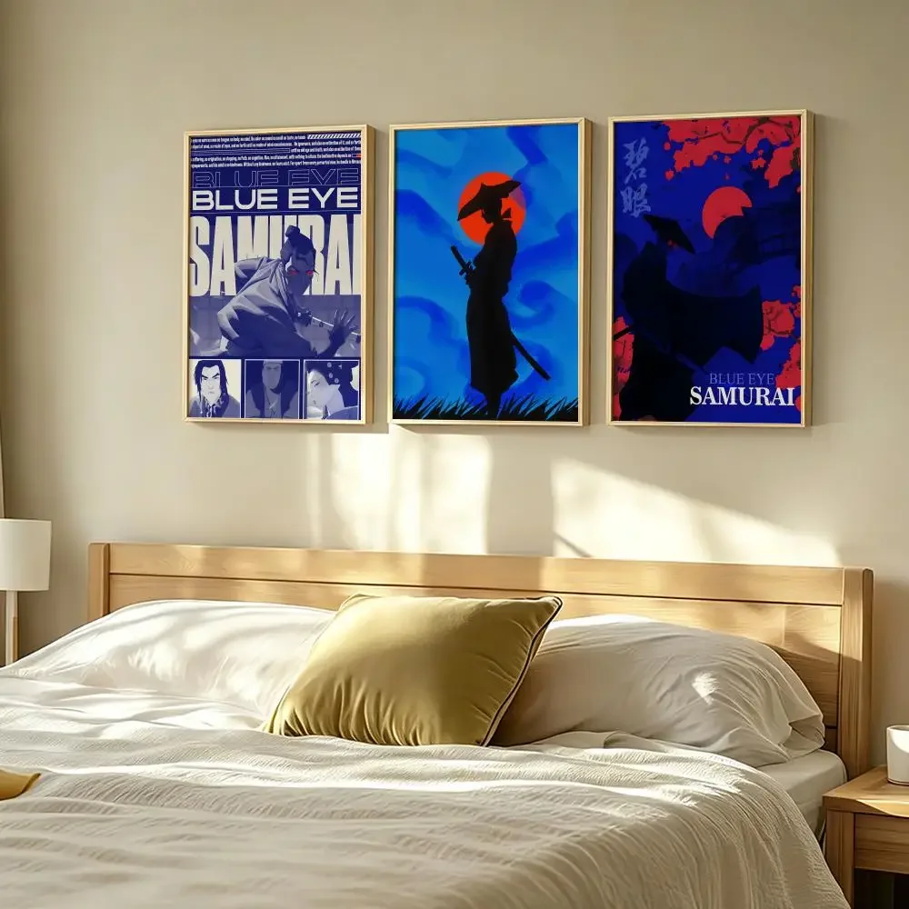 Blue Eye Samurai Painting Calligraphy Poster art art suitable for living room bedroom bar parlor home