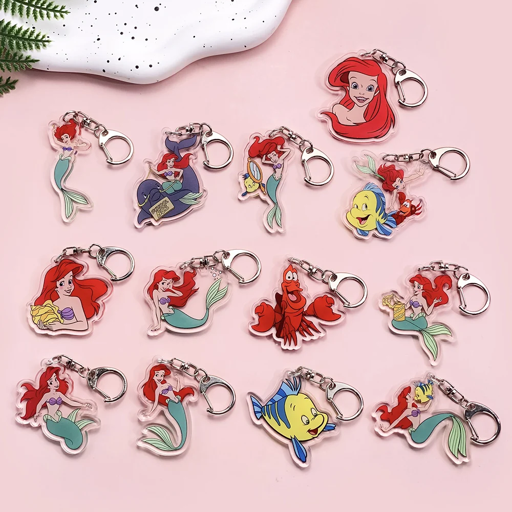Llavero acrílico de Disney, La Sirenita, Ariel, Ursula, colgante para mochila, accesorios decorativos, regalos navideños, 1/13 Uds.
