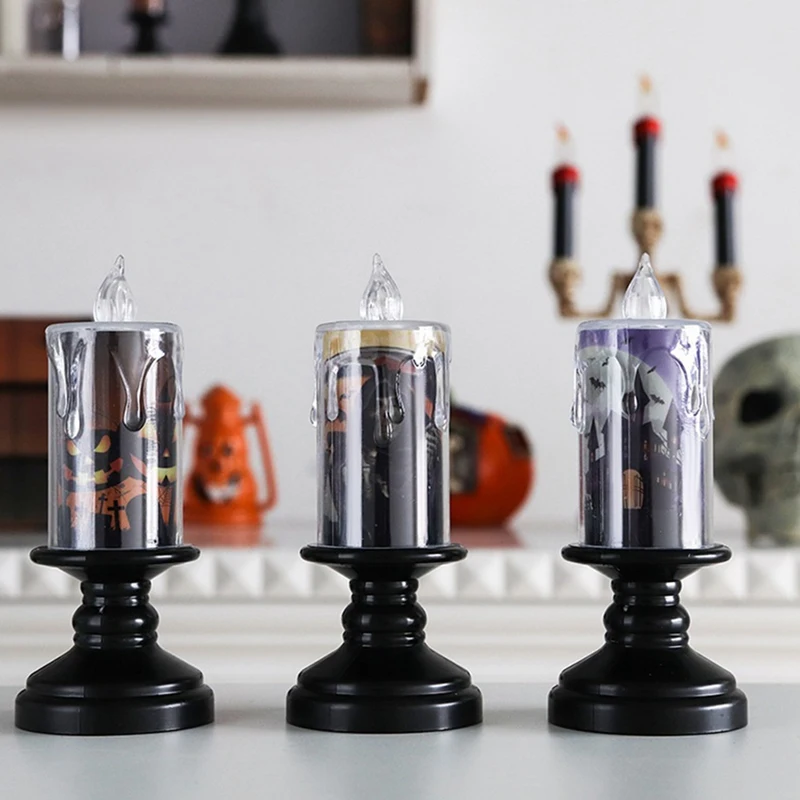 

LJL-12Pcs/Set Halloween Decoration Candlestick Light LED Electronic Candle Light Horror Night Lights