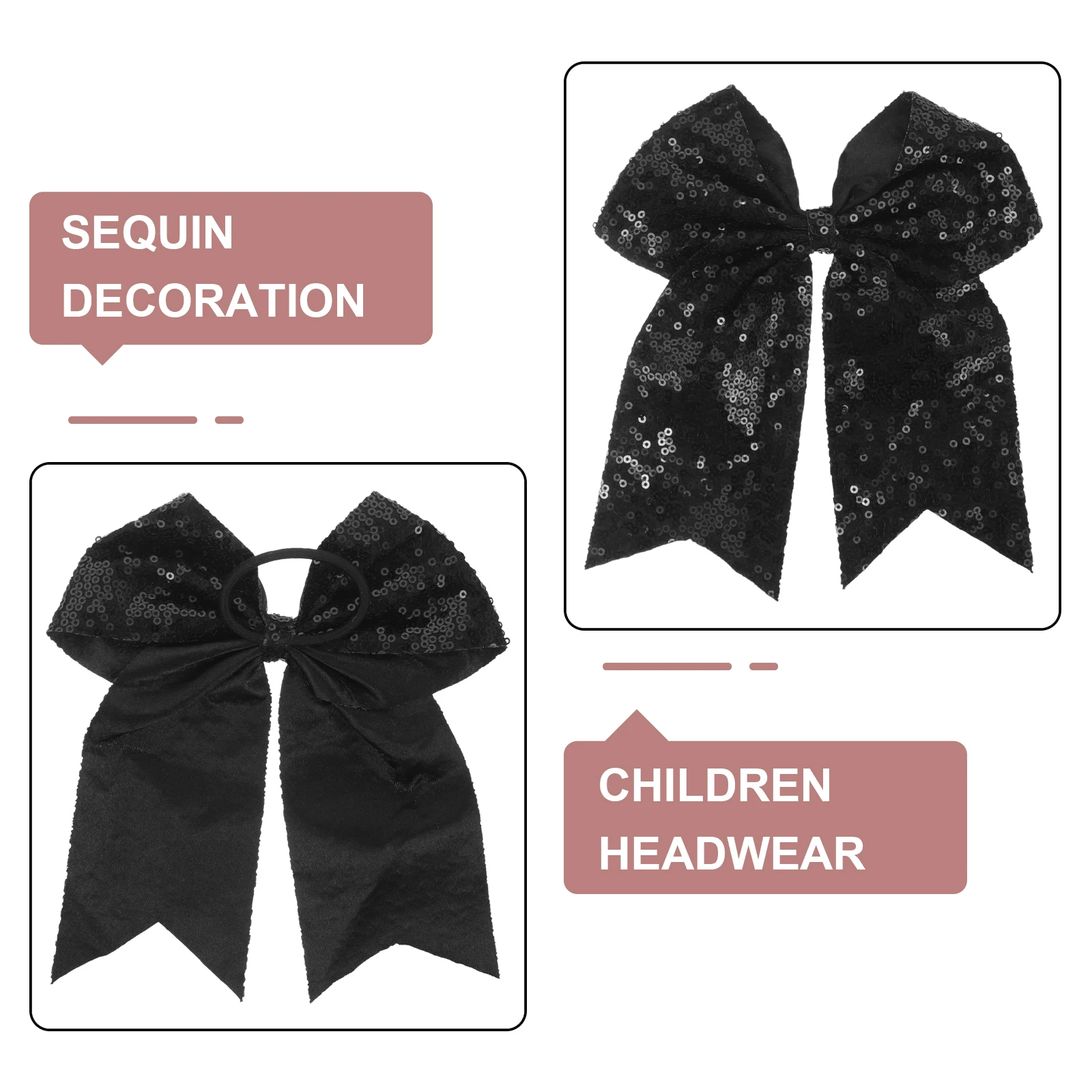 

Hair Bow Ribbon Cheer Accessories for Cheerleaders Halloween Black Scrunchies Child
