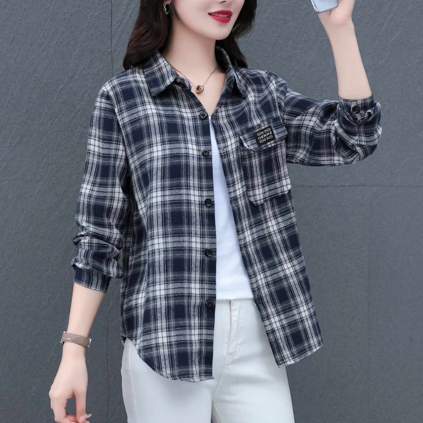 Navy blue plaid [lightweight]