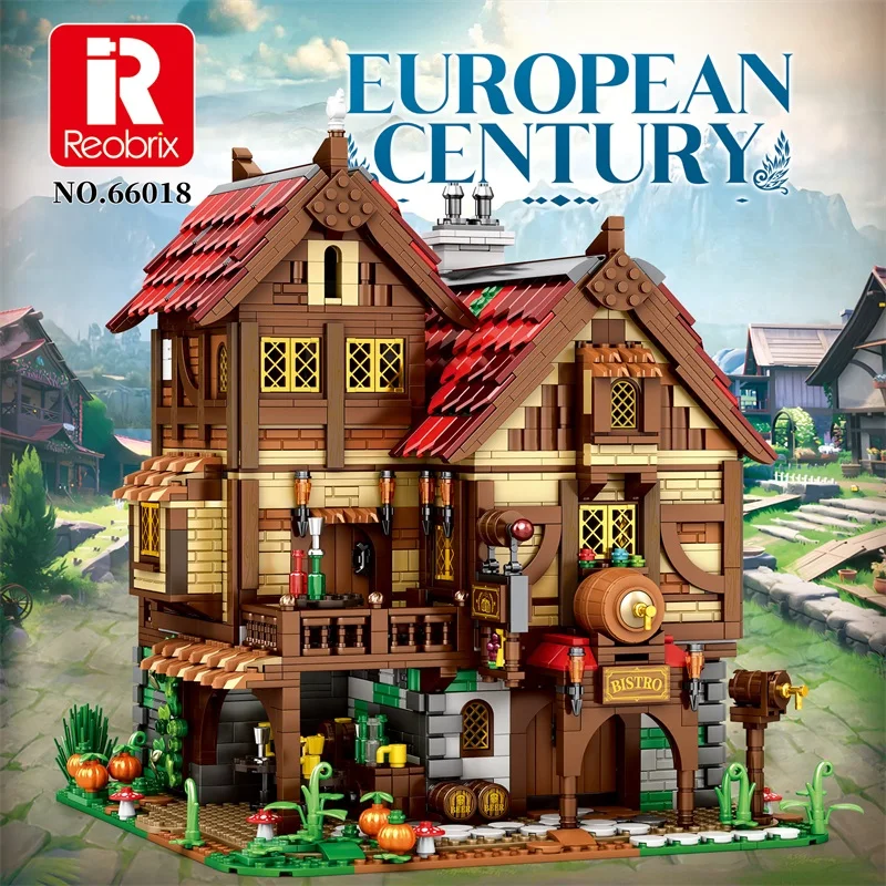 3114PCS Medieval Tavern Architecture Building Blocks Original design Wood House Pub MOC Model Bricks Kids Toys Christmas Gifts