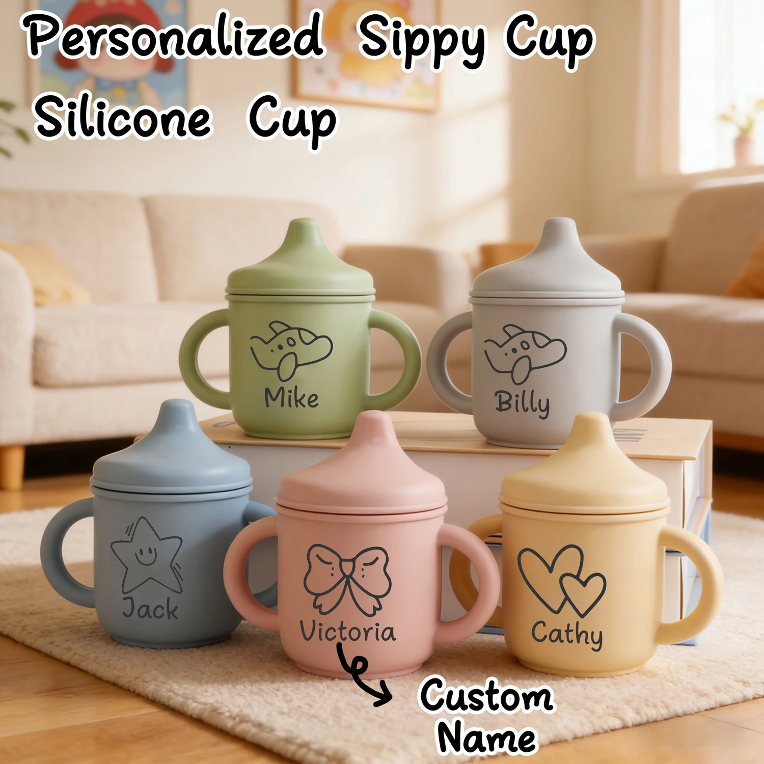 

1pc Personalized Silicone Baby Cup with Name 150ml, Baby 1st Birthday Gift,Toddler Sippy Cup ,Custom Non-Spill Training Cup