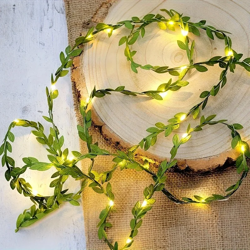 2-10M Green Leaf Led Fairy Lights Battery Box Garland Christmas Decoration for Home Room Lamp Wedding Party Garden Decor