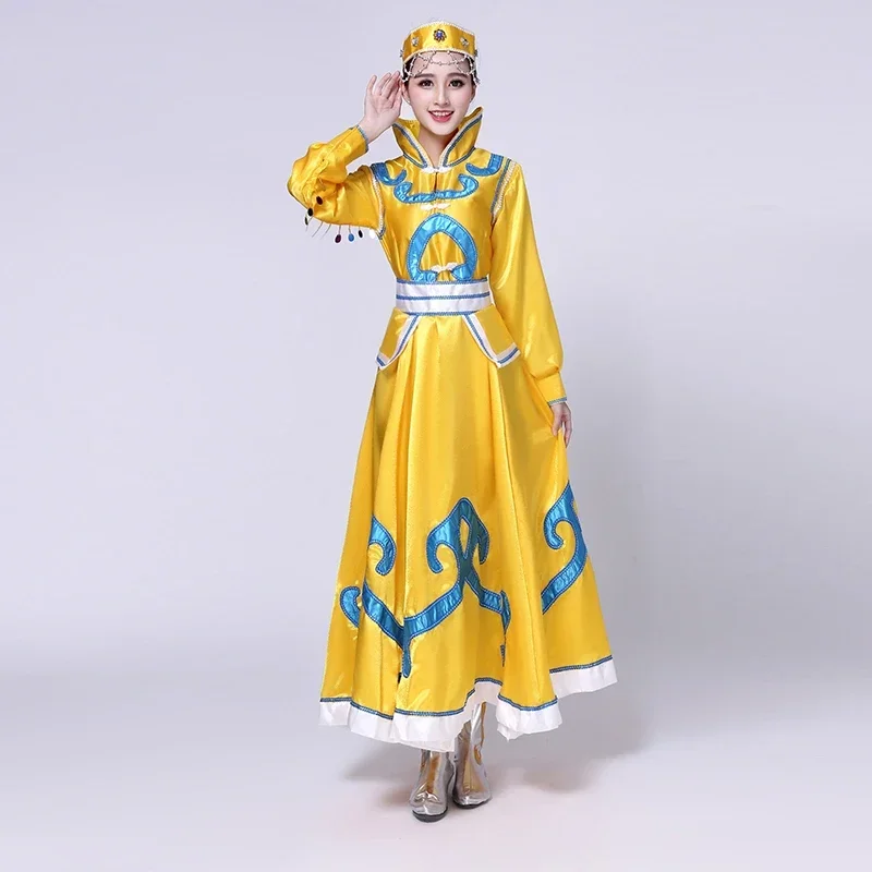 Vêtements de spectacle mongol, jupe de performance de la minorité ethnique, robe intérieure