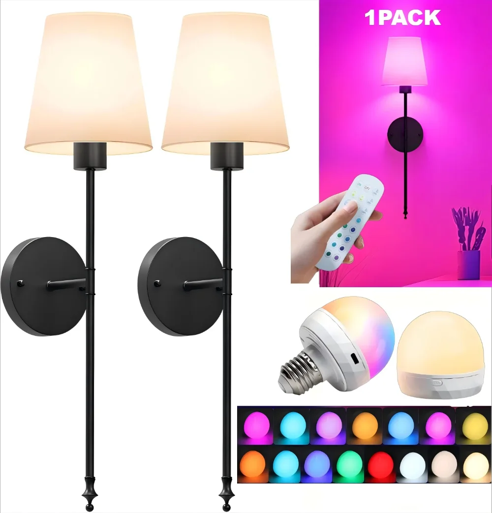 2pcs Recharge Wall Lamp With Remote Control USB Pulg Bulb Easy Install Detachable Light For Bedroom Aisle Home Decor Wall Sconce