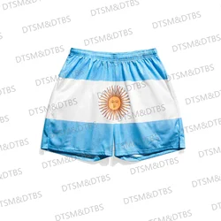 New 2024 Vintage Summer Argentina Flag Retro Drawstring Basketball Shorts Casual Vacation Beach Daily Life Kids/Adullt Trunks