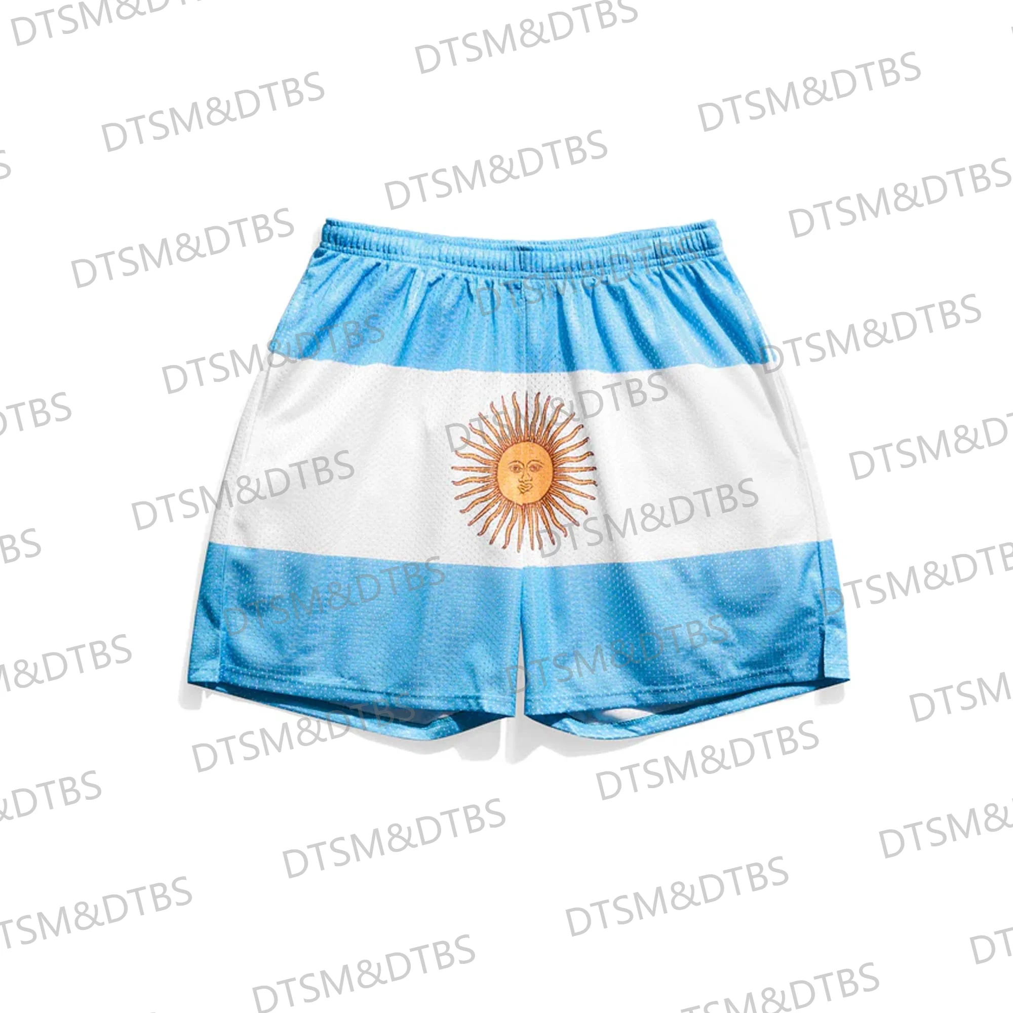 New 2024 Vintage Summer Argentina Flag Retro Drawstring Basketball Shorts Casual Vacation Beach Daily Life Kids/Adullt Trunks