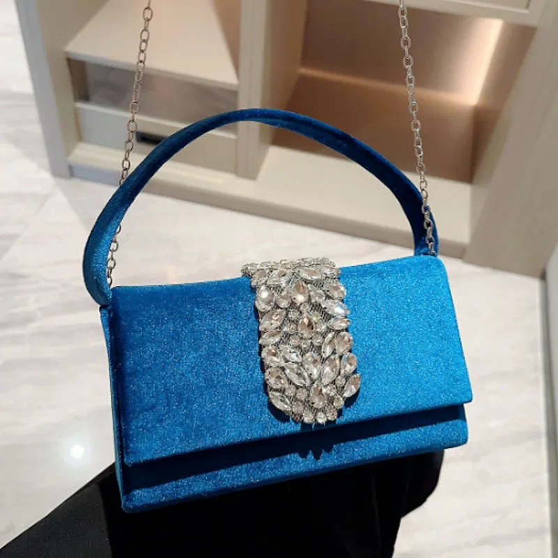 Luxury Diamond Women Handbag New Silk Small Square Bag Women Evening Bag Silk Crossbody Bag