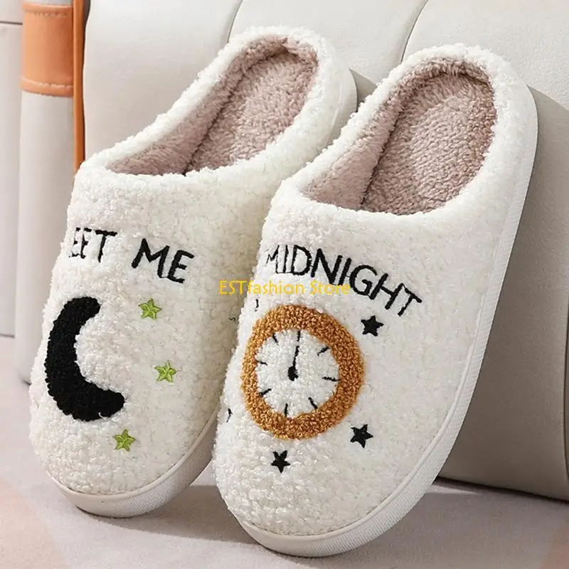 Y5GC Moon Clock Slippers Non-Slip Indoor House Slippers Home Shoes for Bedroom Hotel