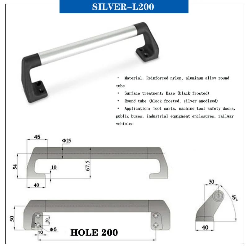 Furniture Handles Fireplace Handle Aluminum Alloy Round Pipe Door Handle C-UWAPN200/300/400/500 Machine Tool Handle