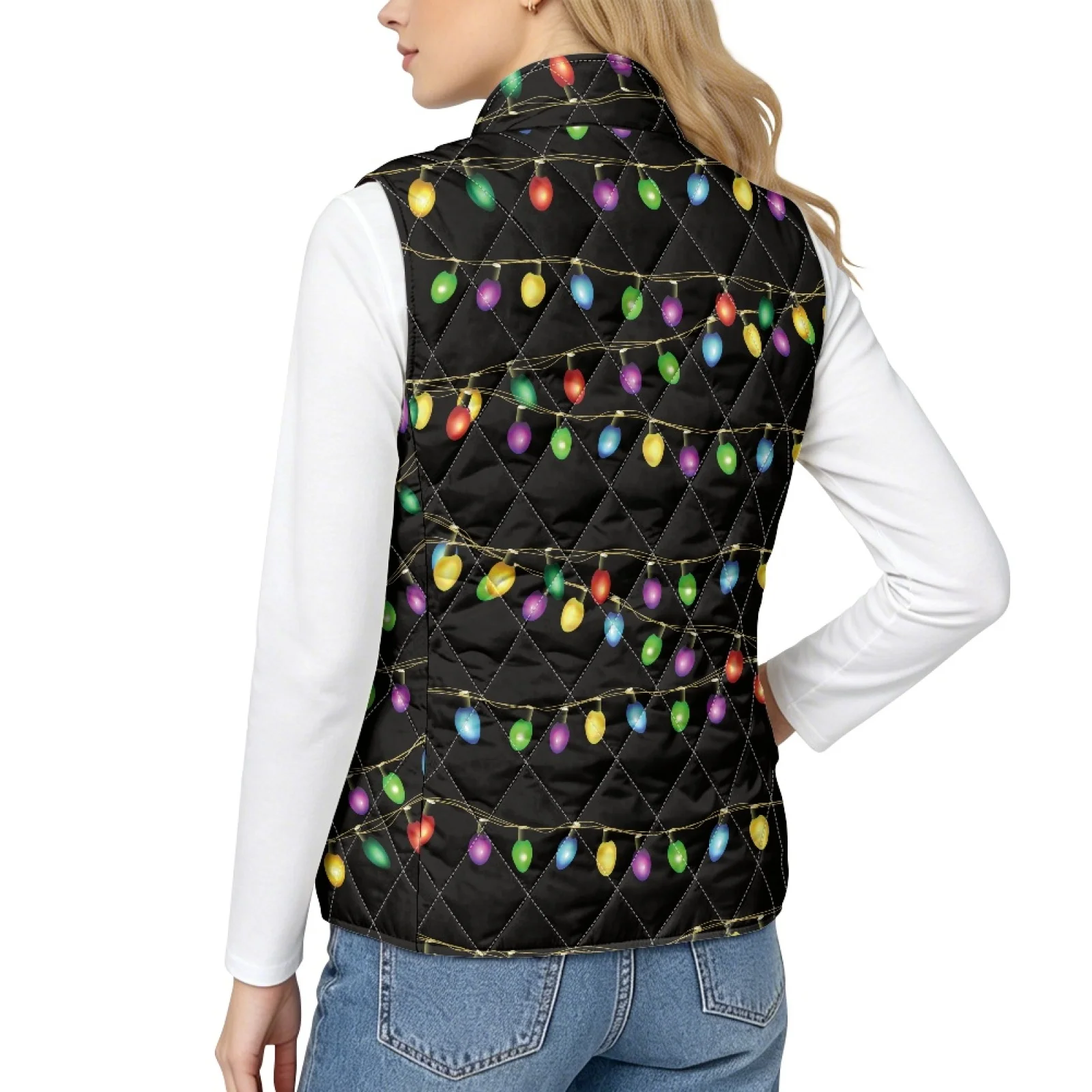 PENSTROLL Coloured Lights Outerwear Lightweight Outdoor Activity Vest Women Full Zip Women's Quilted Jacket Vest for Fall