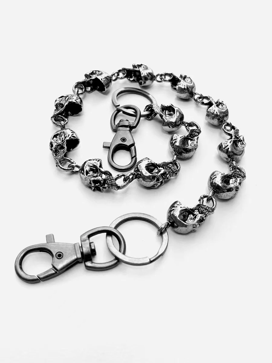 55Cm Men\\\'s Waist Key Chain Retro Skull Metal Hip Hop Gothic Punk Skull Pants Jeans Bike Ride Wallet Key Ring