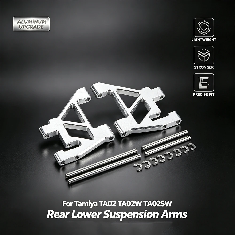Aluminum Rear Lower Suspension Arms with Pins E-Clips For Tamiya TA02 TA02W TA02SW 1/10 RC Touring Car Upgrade Hopup Parts