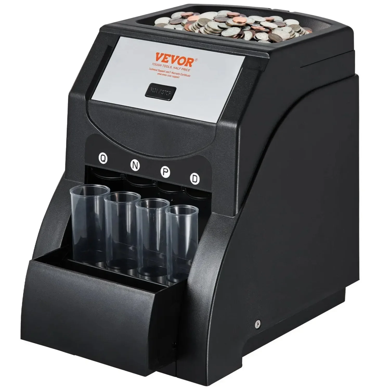 USD Coin Sorter Machine for USD Coin 1¢ 5¢ 10¢ 25¢, Sorts up to 230 Coins/min, Coin Sorter Holds 200 Coins Included 4 Coin Tubes