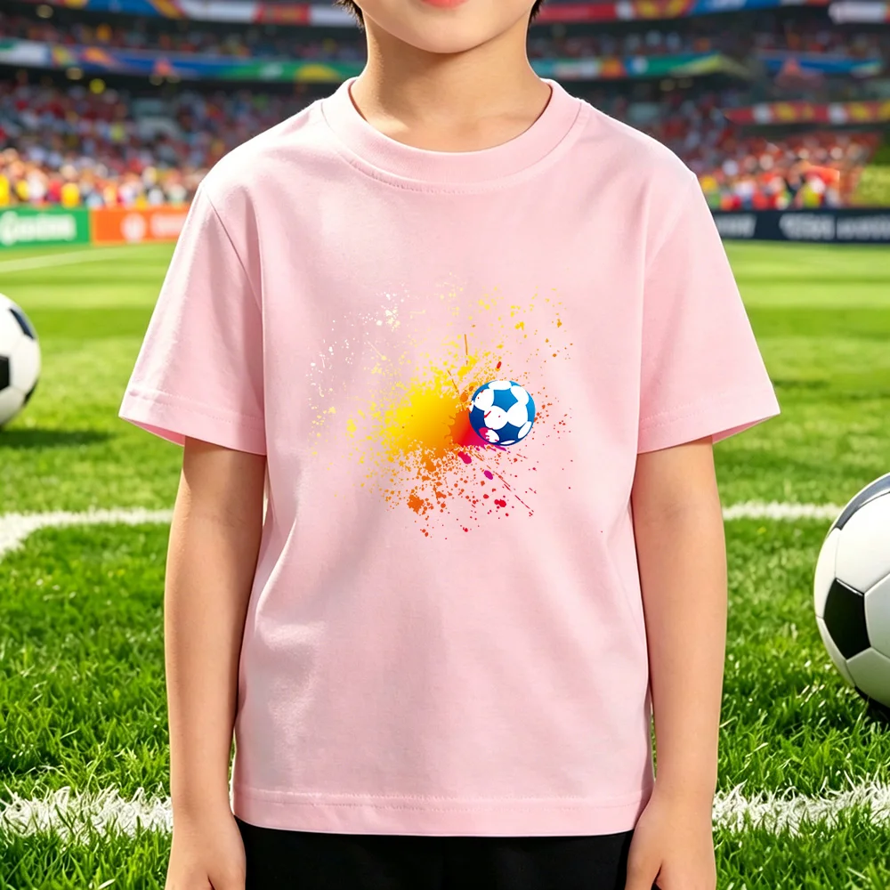 Summer new T-shirt loose comfortable soft skin friendly fashionable versatile creative football print short sleeved top