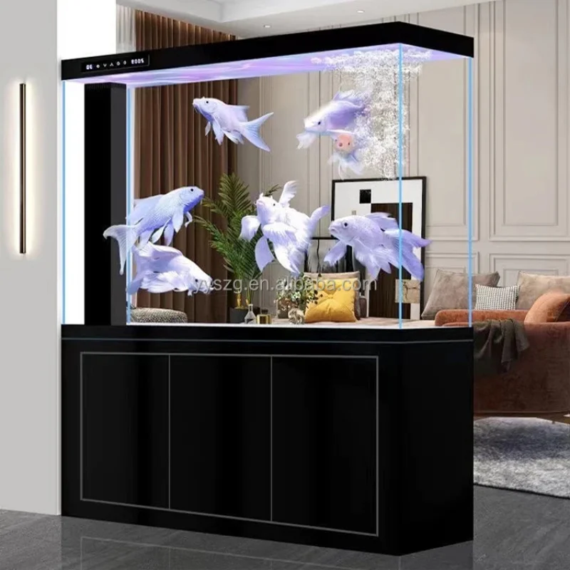 custom.Luxury Rectangle Glass Fish with Base Durable Energy Saving Ultra Quiet Arowana Living Room Aq