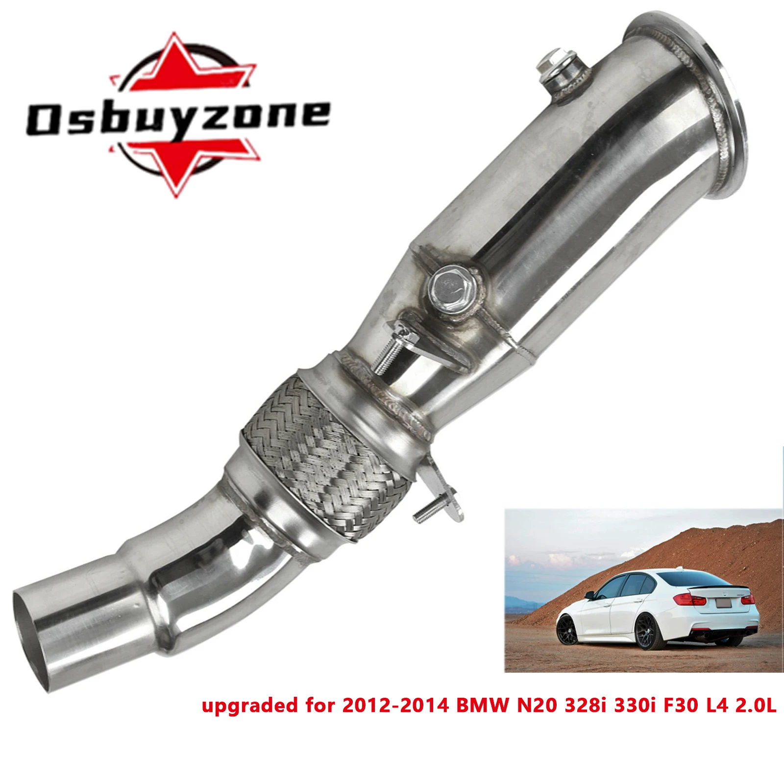 Escape de rendimiento para BMW N20 328i 330i F30 L4 2.0L 2012-2014, Downpipe sin catalizador, actualizado para carreras
