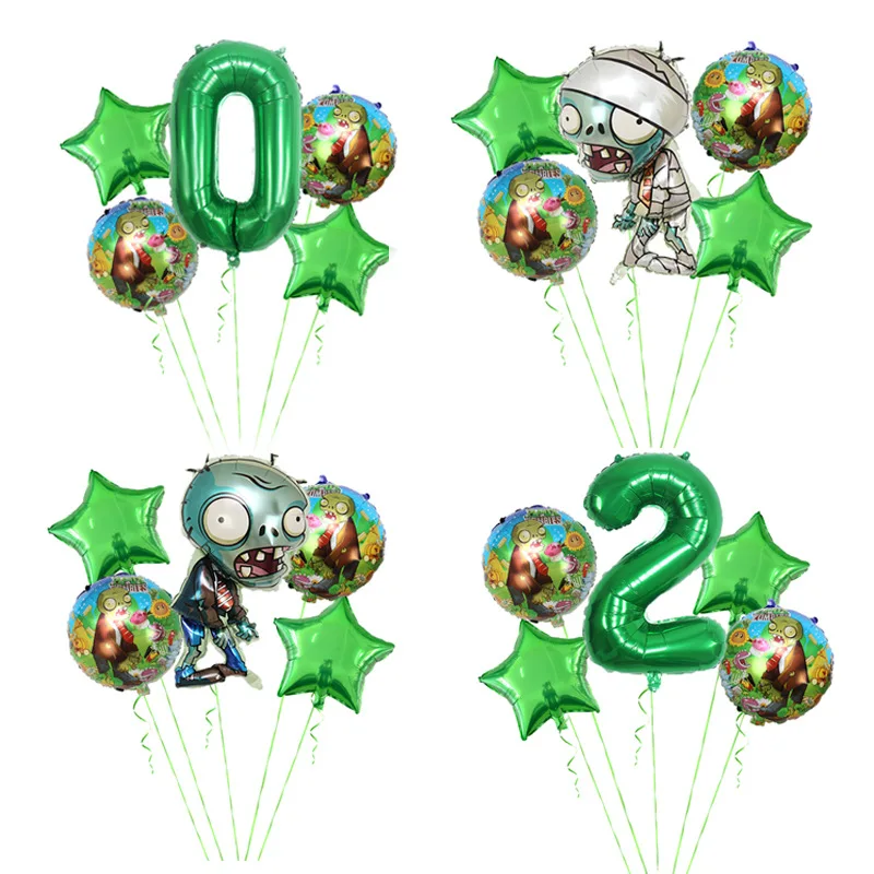 

New Plants Vs. Zombies Ballon Birthday Party Supplies Number Balloon Set Party Decoration PVZ Foil Balloon Anniversary Event