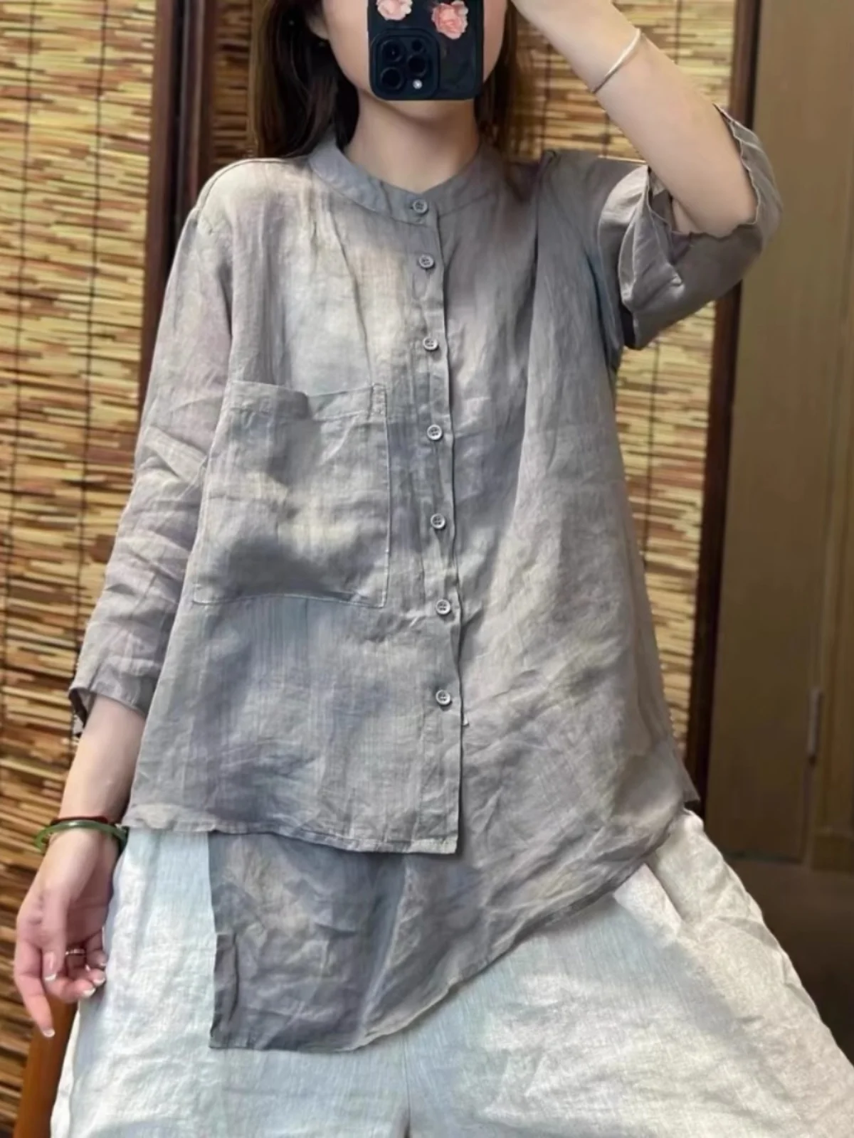 

Летний тонкий хлопковый льняной женский ретро-дизайн, уникальный асимметричный утягивающий льняной топ, удобный дышащий повседневный irt