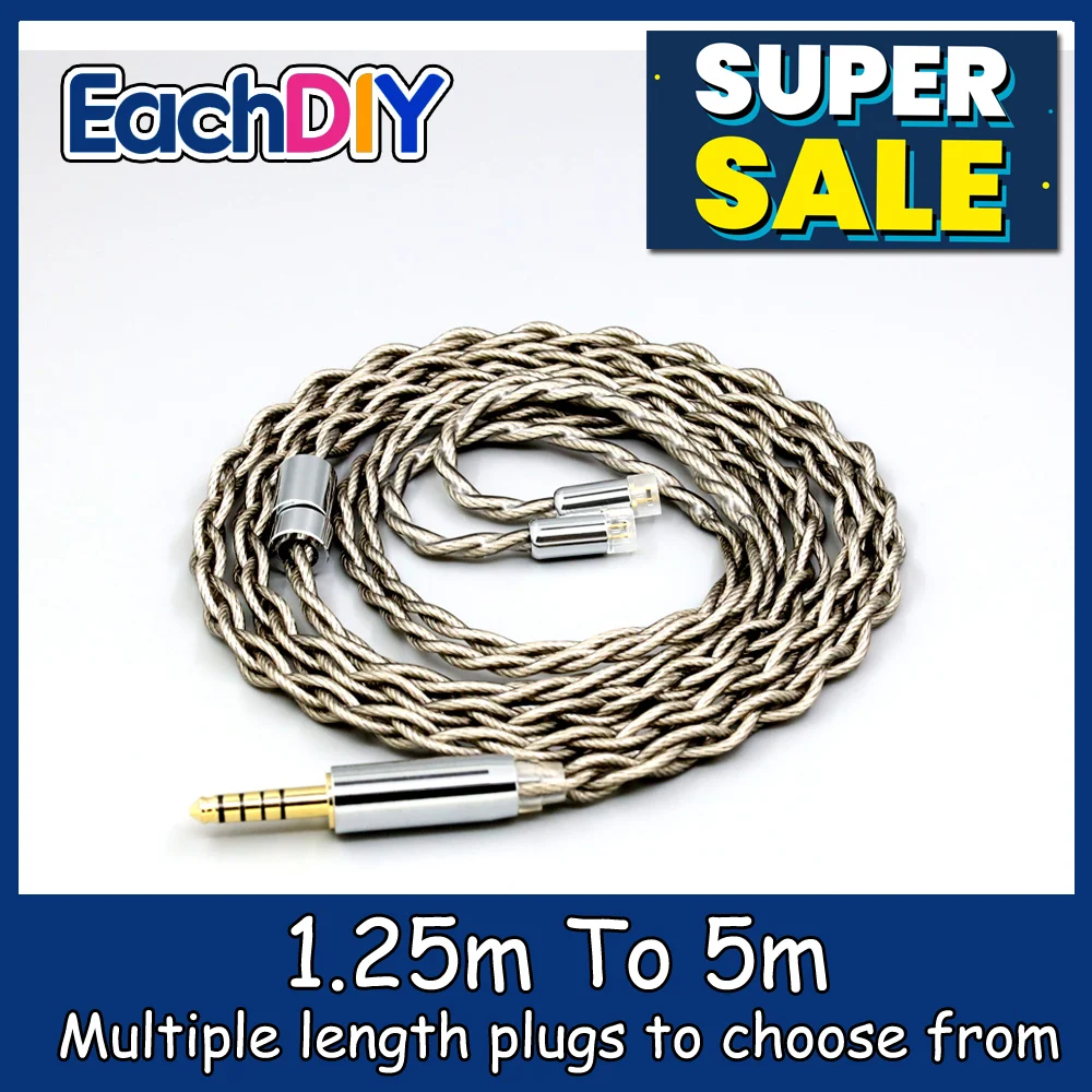 

99% Pure Silver + Graphene Silver Plated Shield Earphone Cable For Sennheiser IE8 IE8i IE80 IE80s Metal Pin LN007936