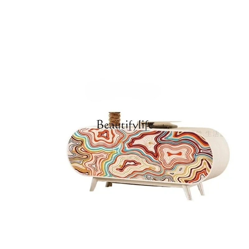 

modern light luxury abstract living room decorative cabinet solid wood dining room storage side cabinet storage