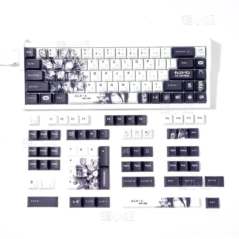 Reze Keycaps بالمنشار رجل موضوع أنيمي PBT صبغ sub 123 مفاتيح لوحة المفاتيح أغطية المفاتيح الكرز الشخصي قبعات المفاتيح للوحة المفاتيح الميكانيكية