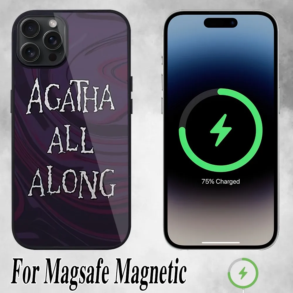 MINISO Agatha All Along TV Phone Case For iPhone 11 Mini 12 13 Max 14 Plus 15 Pro Magesafe Magnetic Shell