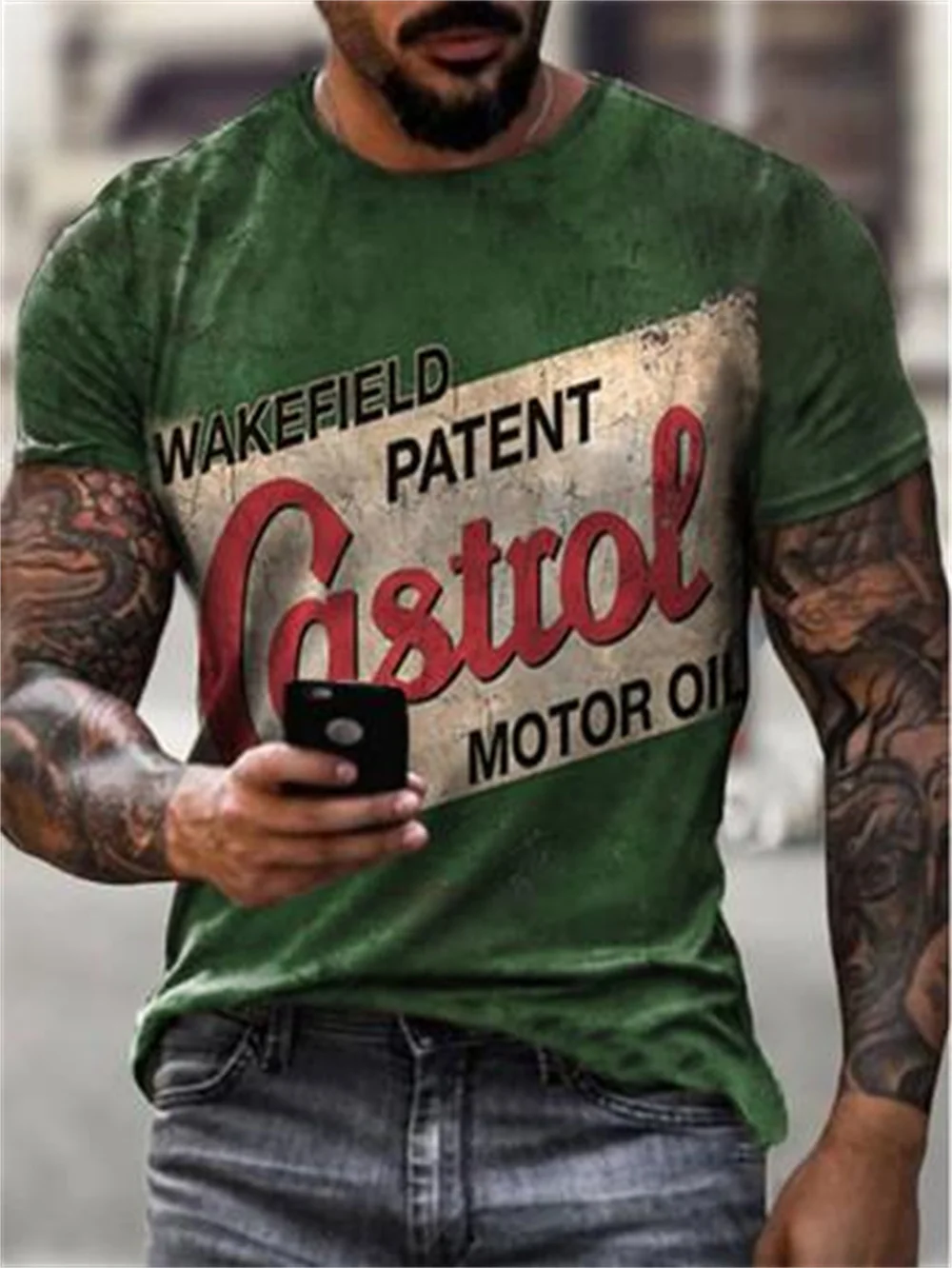 Castrol Men's T-shirt Vintage Classic Oil Casual Short Sleeve Crew Neck Tee Shirts for Men 3D Printed Oversized Man Clothing