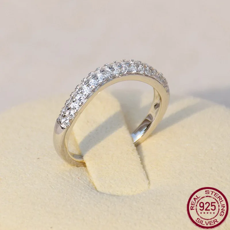 

Новое серебряное кольцо S925 в европейском и американском модном стиле, роскошный комплект, кольцо с полубриллиантовой линией, универсальный элитный женский стиль