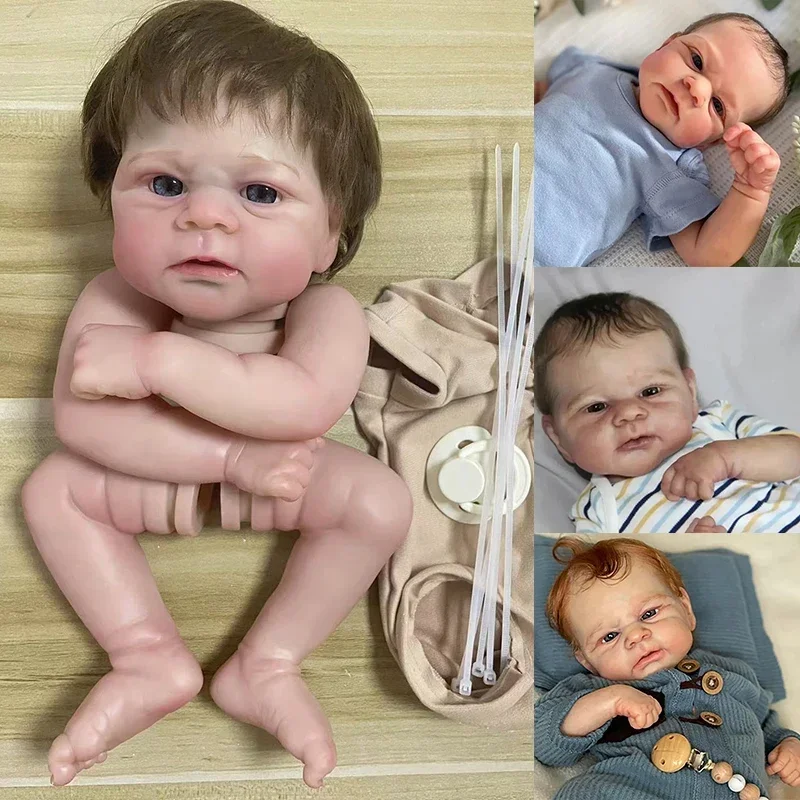 18inch Reborn Doll Kit Elijah with Rooted Hair 3D Painted Skin with Visible Veins DIY Reborn Doll Parts muñeca kit reborn bebe