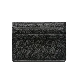 Women Men ID Card Wallet Thin Genuine Leather ID Card Holder Bags Solid Color Bank Credit Card Gift Multi Slot Slim Case