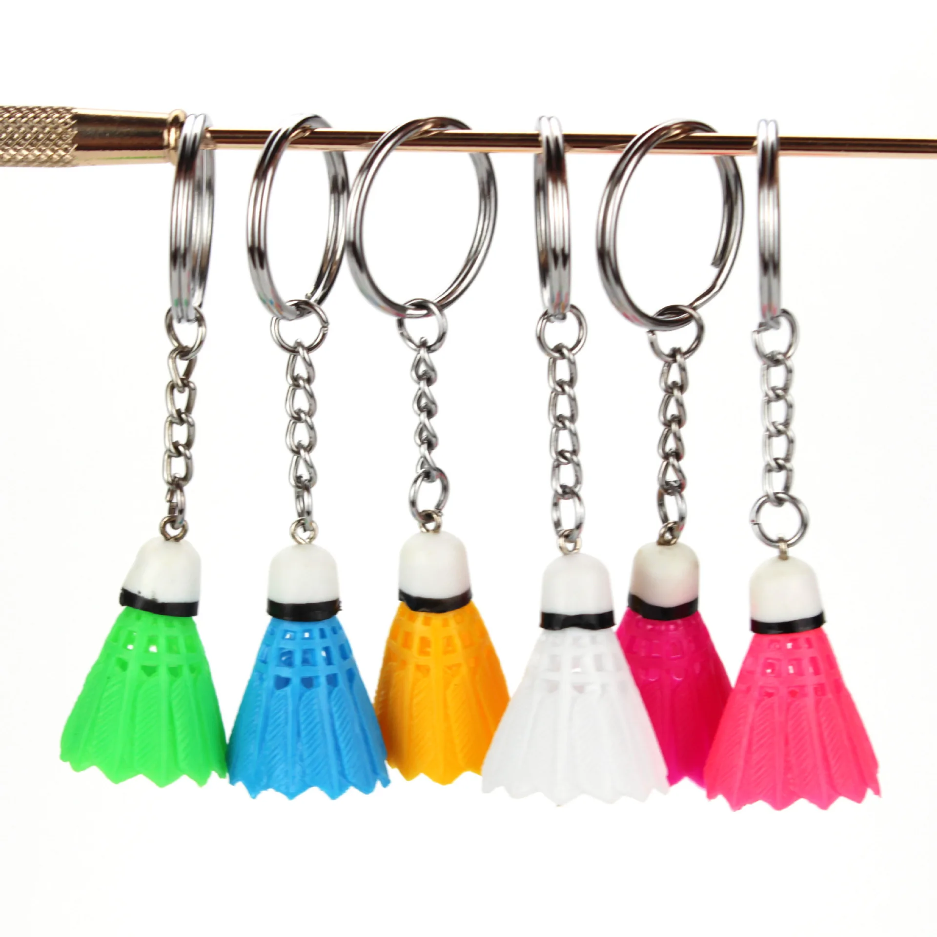 200Pcs Mini Badminton Key Chain Shuttlecock Keychain Keyring PVC Souvenir