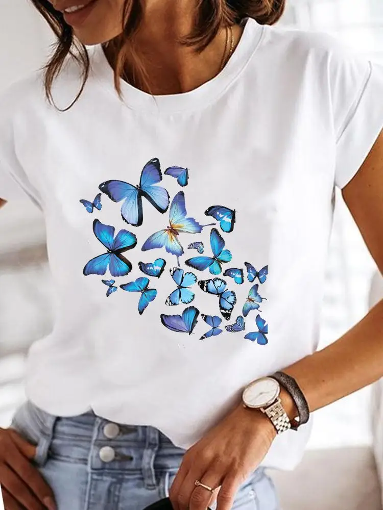 

Short Sleeve Fashion Female Graphic Tee Women Print Butterfly New Lovely Cute Summer Casual Clothes Ladies T Clothing T-shirts