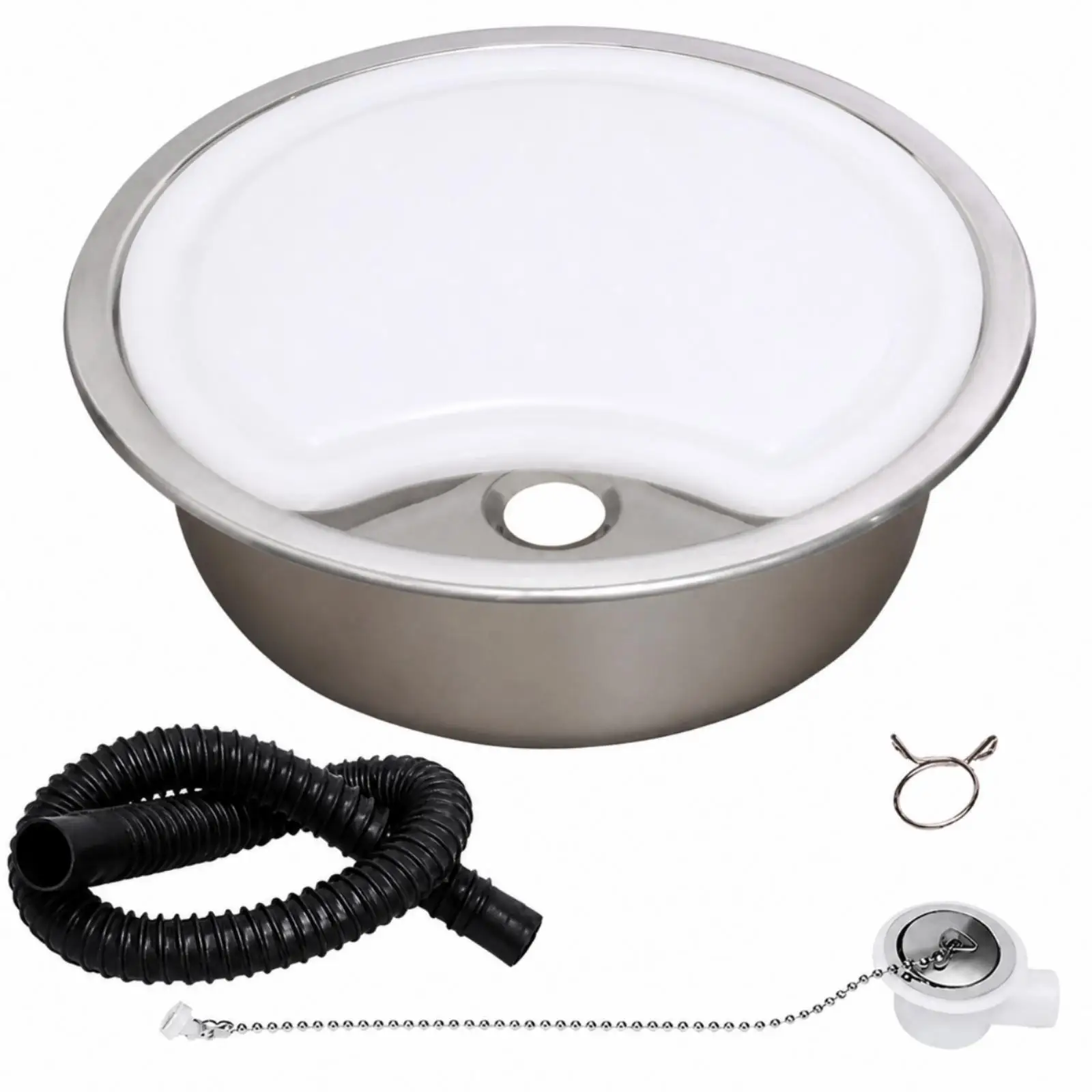 Space Saving Mini Sink for RV Kitchen Countertop 304 Steel with Built in Drain Opening for Camper