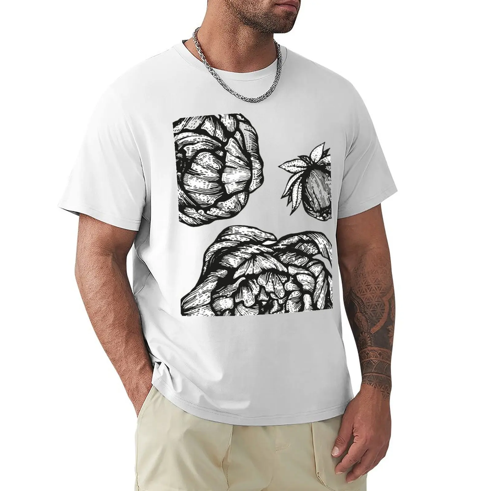 peony graphic floral spring graphic T-Shirt heavyweights vintage graphics slim fit t shirts for men