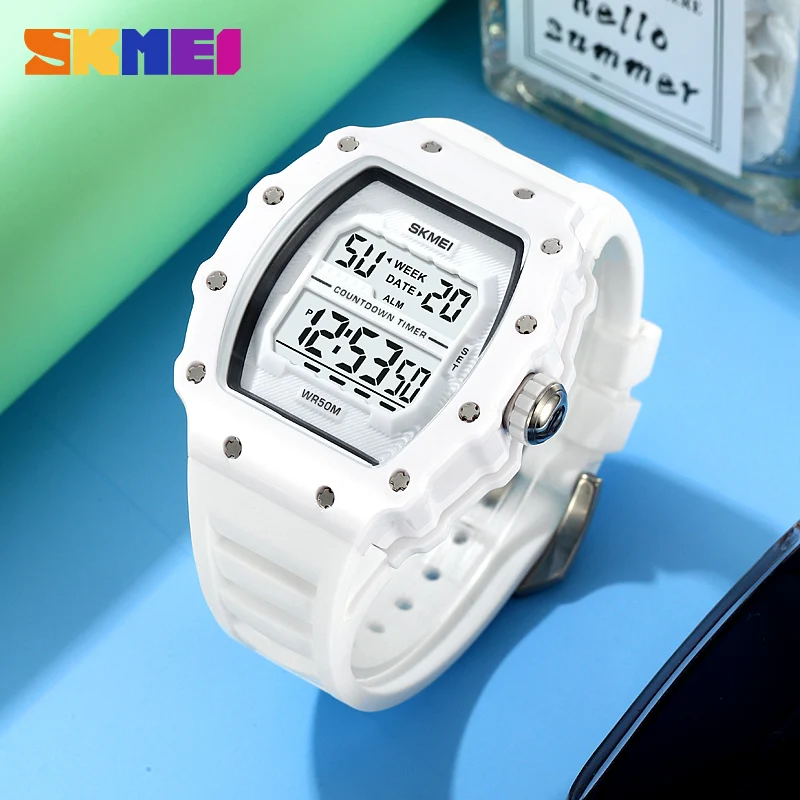 SKMEI 2Time Digital Watch for Man Fashion Outdoor Sport Clock Countdown Stopwatch Waterproof Electronic Wristwatch 2296