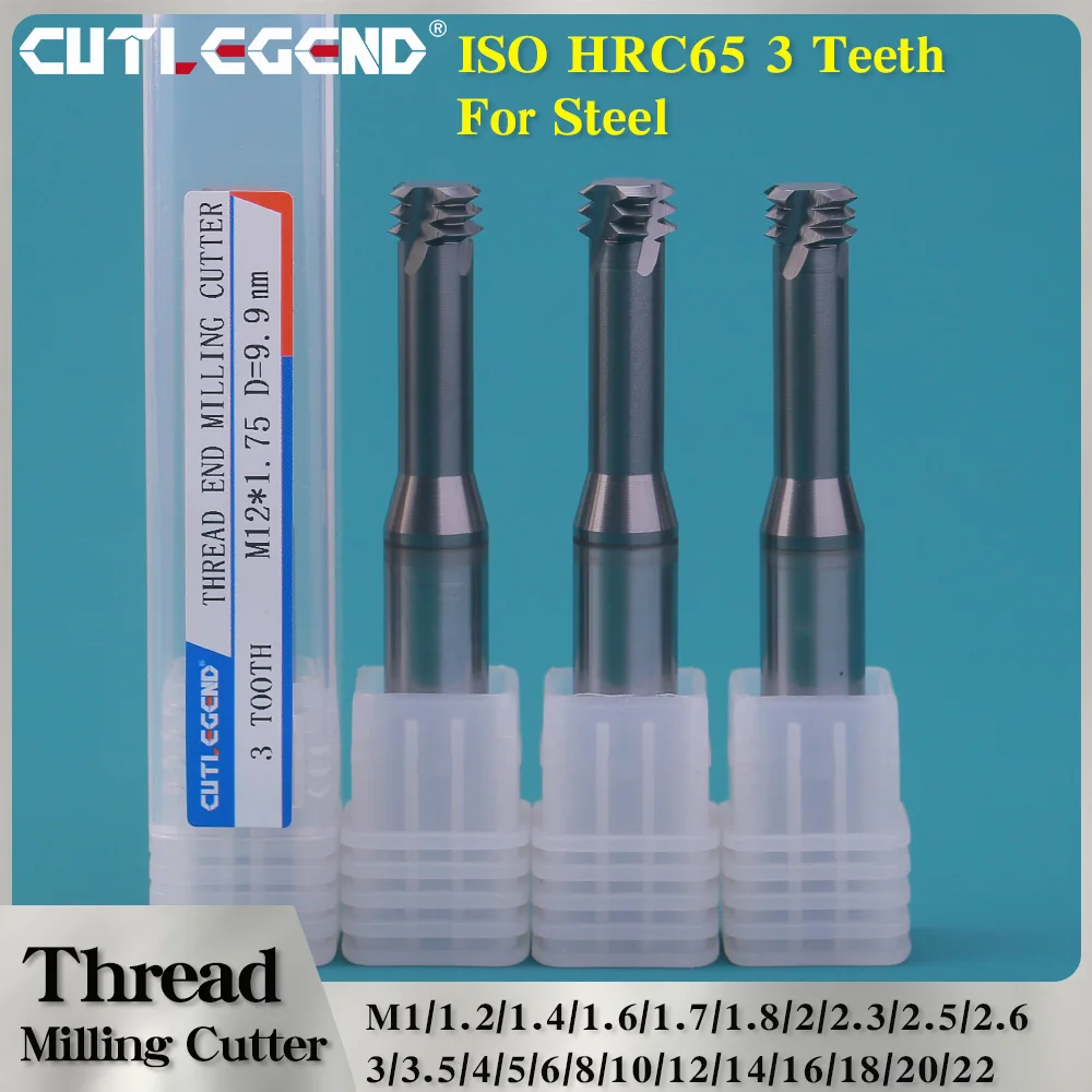 

CUTLEGEND M3 M5 M6 M8 M10 HRC65 Tridentate Thread Cutter Bit 3/Three Teeth Steel Processing Tungsten Steel Alloy Thread Mills