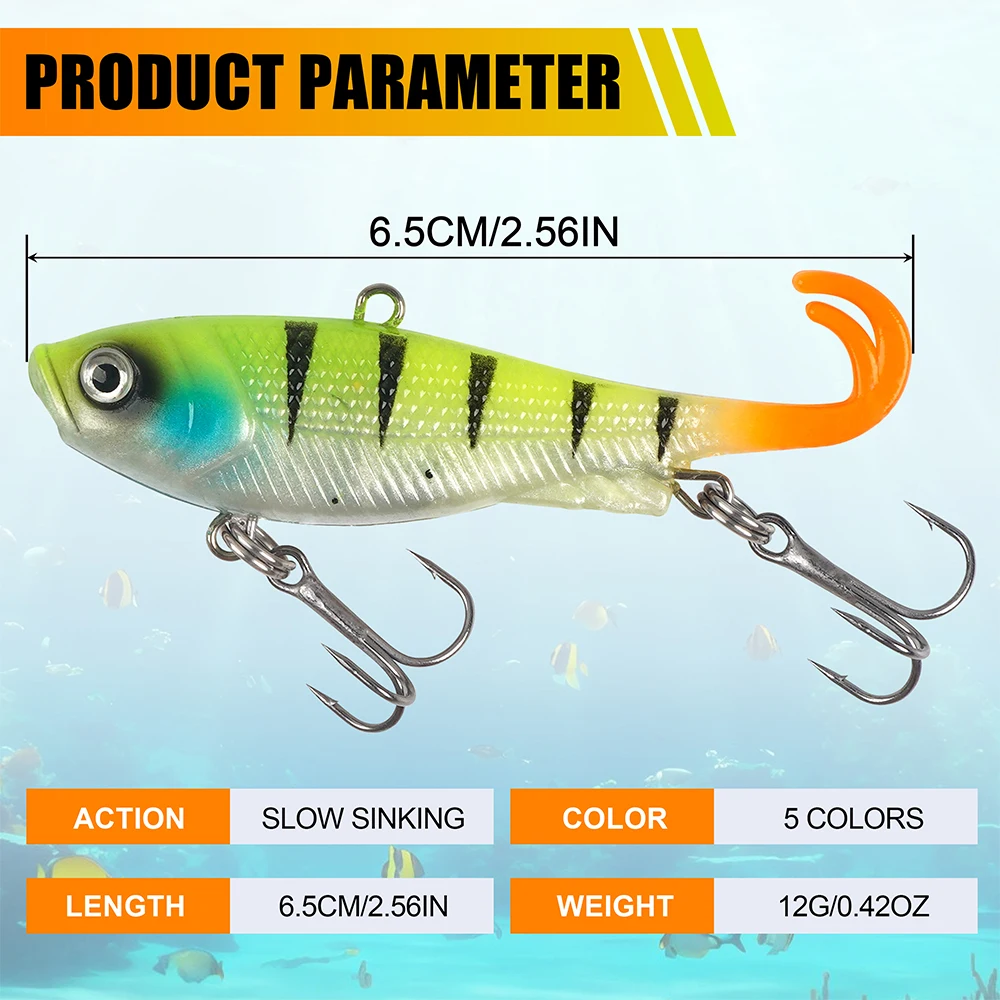 10Pcs/5Pcs Soft Fishing Lures Kit Pre-Rigged Jig Head Fork Tail Plastic Swimbaits with Treble Hooks for Bass Trout Walleye