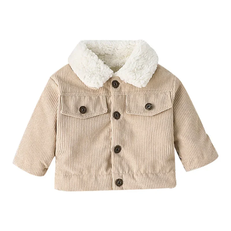 Baby children winter new padded thickened jacket top baby winter corduroy cotton clothing