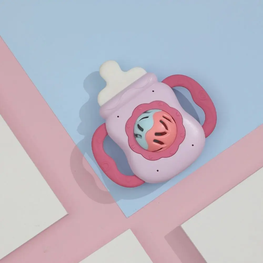 귀여운 식품 등급 아기 젖병 딸랑이 장난감 씹을 수 있는 벨 치발기 씹는 장난감 젖병 모양 유아/유아용