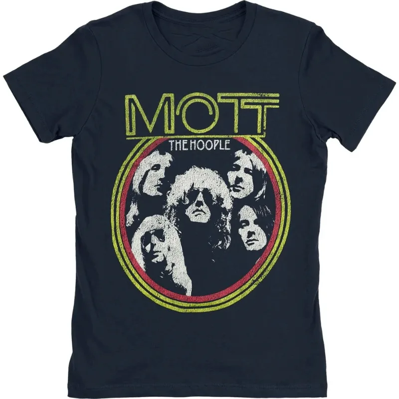 Vtg Mott the Hoople Band Members Camisa preta unissex de algodão pesado de todos os tamanhos