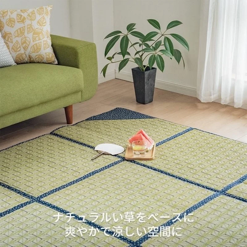 Damedai Foldable Floor Large Rug Carpet Rectangle Grass Rush Tatami Mat Summer Living Room Mattress Portable Oriental Carpet