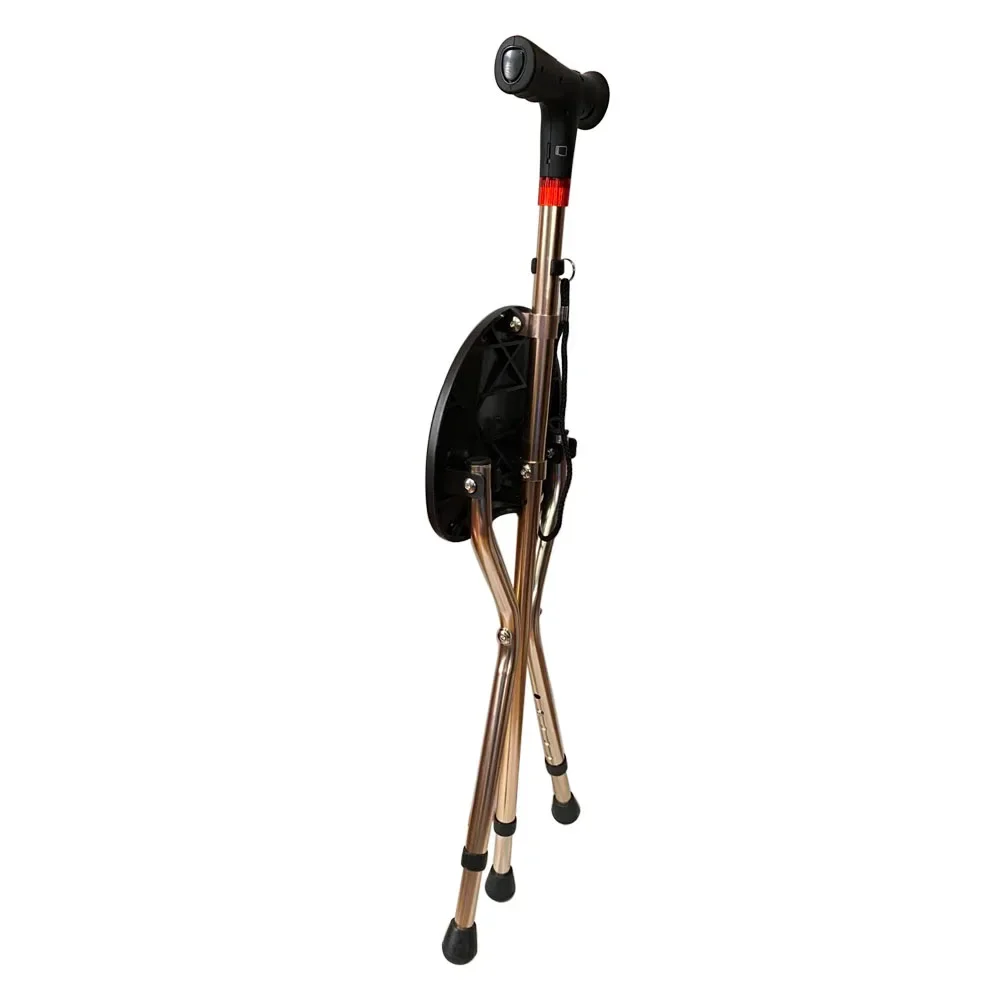 

Rehabilitation Device Folding Cane Chair with Radio and Alarm Foldable Multifunctional Aluminum Crutches