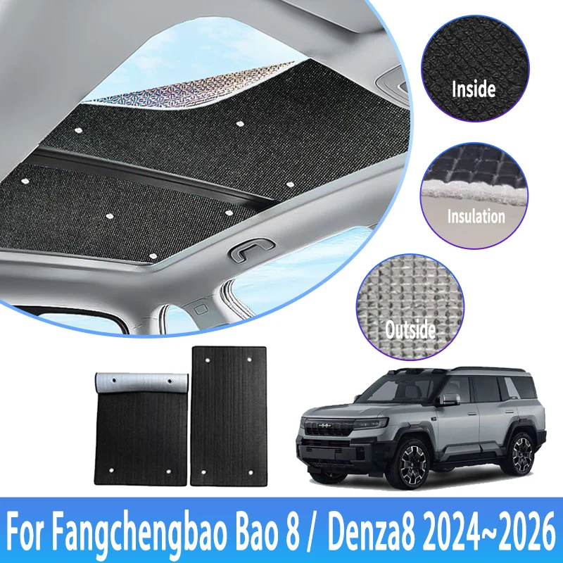 

Car Sunroof Sunshades For Fangchengbao Bao 8 Denza8 2024~2026 Auto Skylight Roof Sunscreen Heat Insulation Anti-UV Accessories