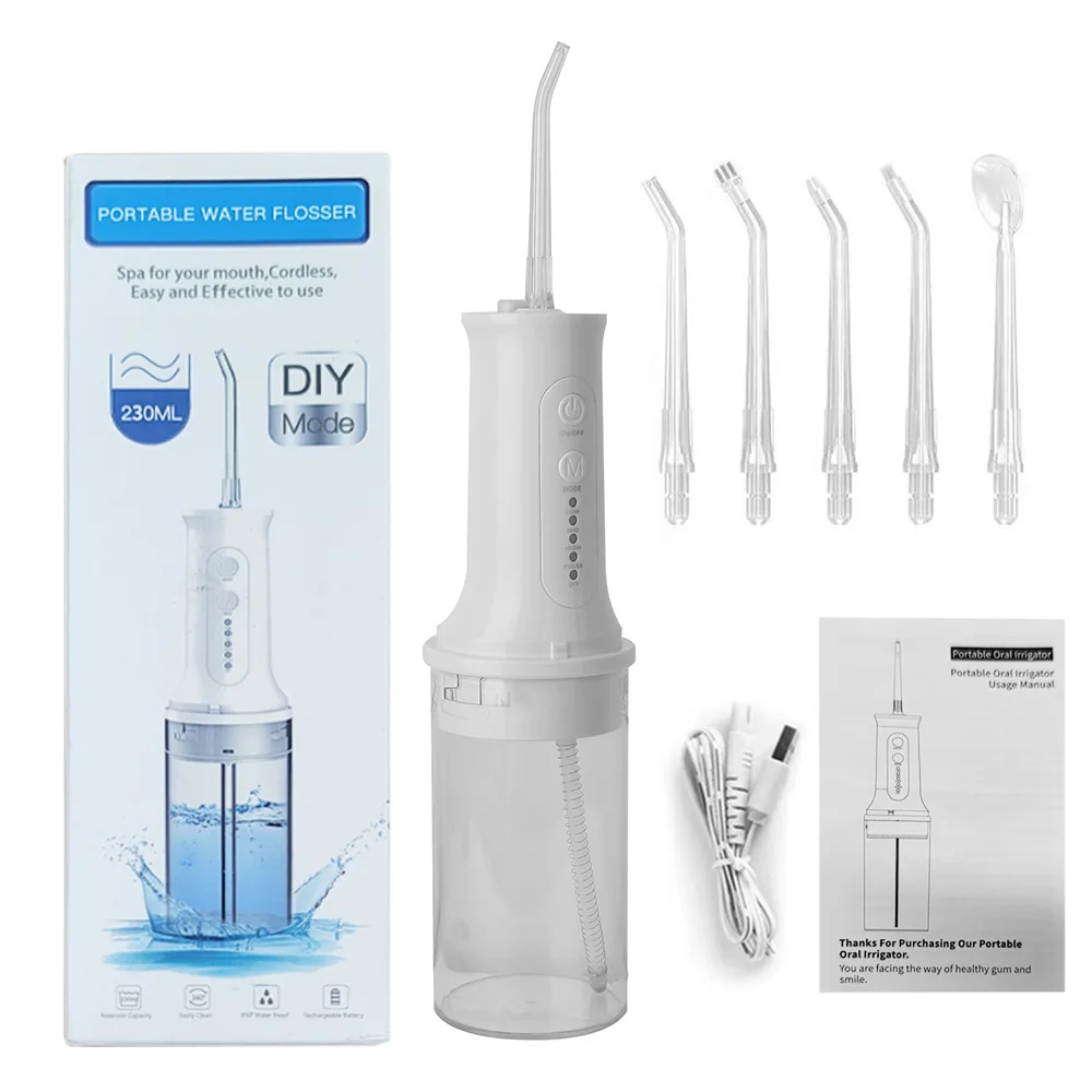 

Water Dental Flosser Cordless for Teeth Cleaning,5 Modes Oral Irrigator 230ML Braces Flossers Cleaner Rechargeable Portable IPX7