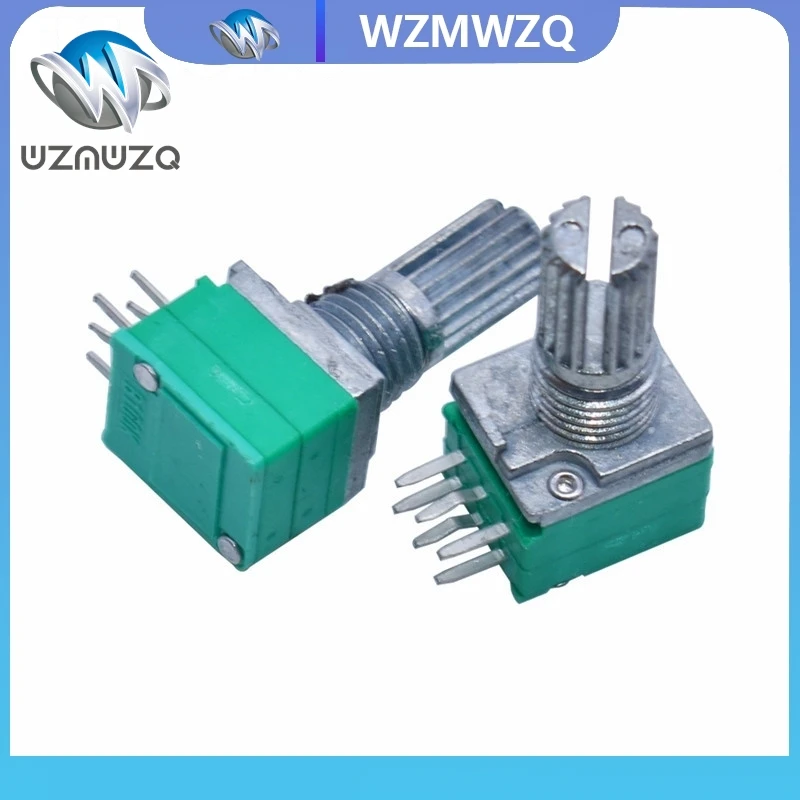 10 Buah RK097 RK097G 6Pin 5K 10K 20K 50K 100K B5K dengan Sakelar Poros Audio 15Mm Amplifier Potensiometer Penyegelan