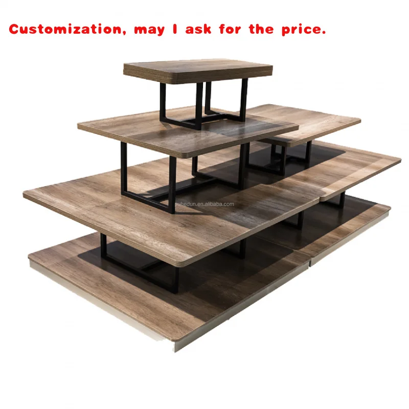 custom.Light Duty Wooden Shelves Supermarket Display Retail Store Rack with Excellent Stability